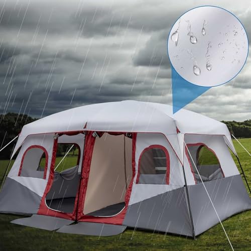 大型キャンプテント 8〜12人用サイズ430*305*200cm Amazon.co.jp: 8～12人用大型キャンプテント - 二重層、防水、防風、2